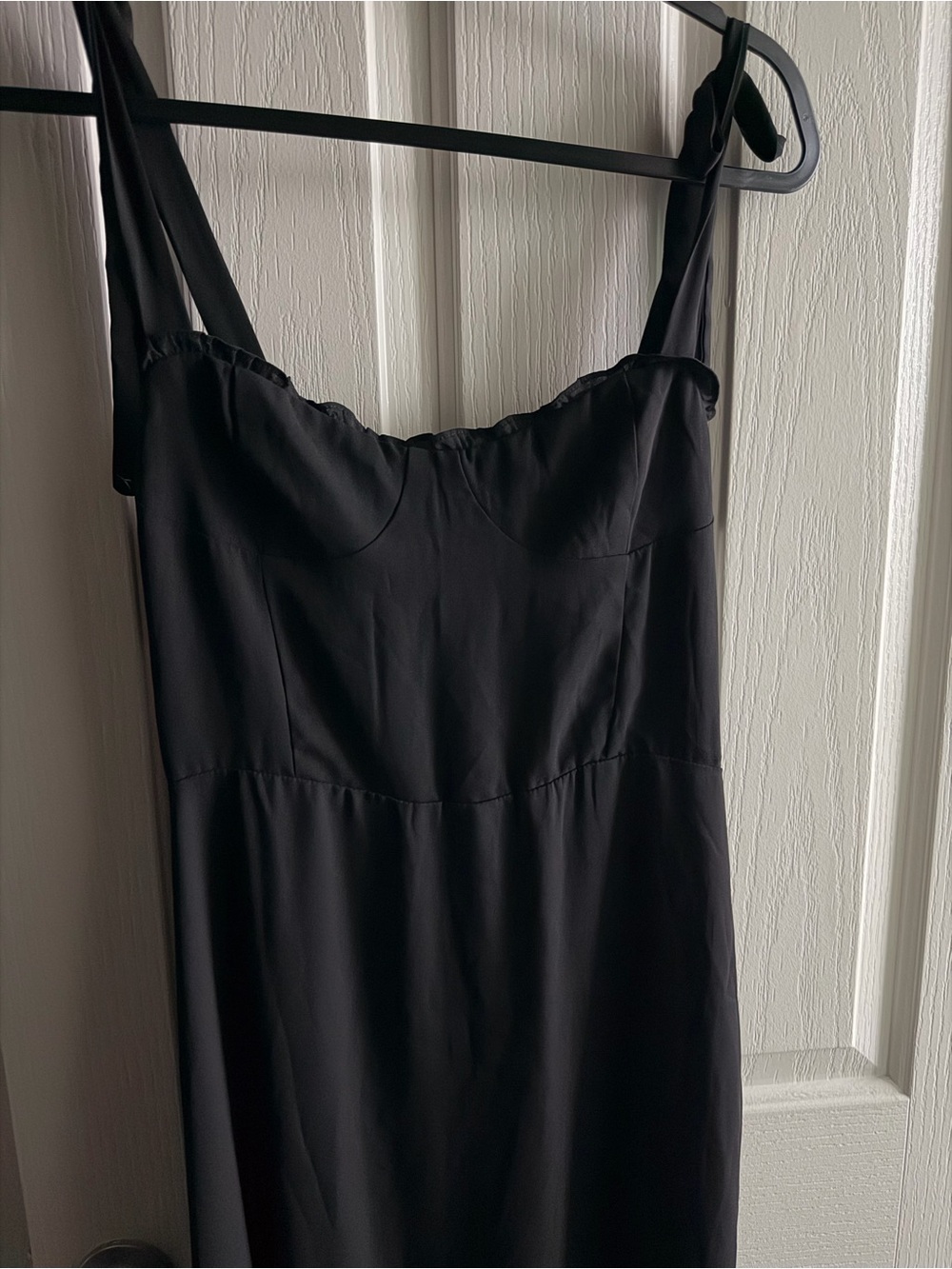 Strapless Black Slip Dress with Sweetheart Neckline